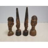 4 x African Carvings Tallest 20cm