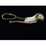 Brass & copper boson's whistle keyring