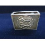 Silver matchbox holder, 2 lions embossed