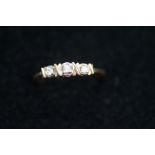 9ct Gold 3 stone Diamond Ring Size O