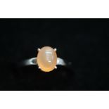 9ct White Gold ring set with natural Peach Moon st