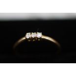 18ct Gold 3 stone diamond ring Size R