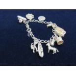 Silver charm bracelet 10 charms