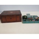 Victorian Sewing box and contents and 2 x photogra