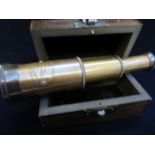 Boxed brass marine telescope