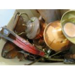 A box of copper ware and others