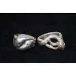 2 Silver Snake Rings