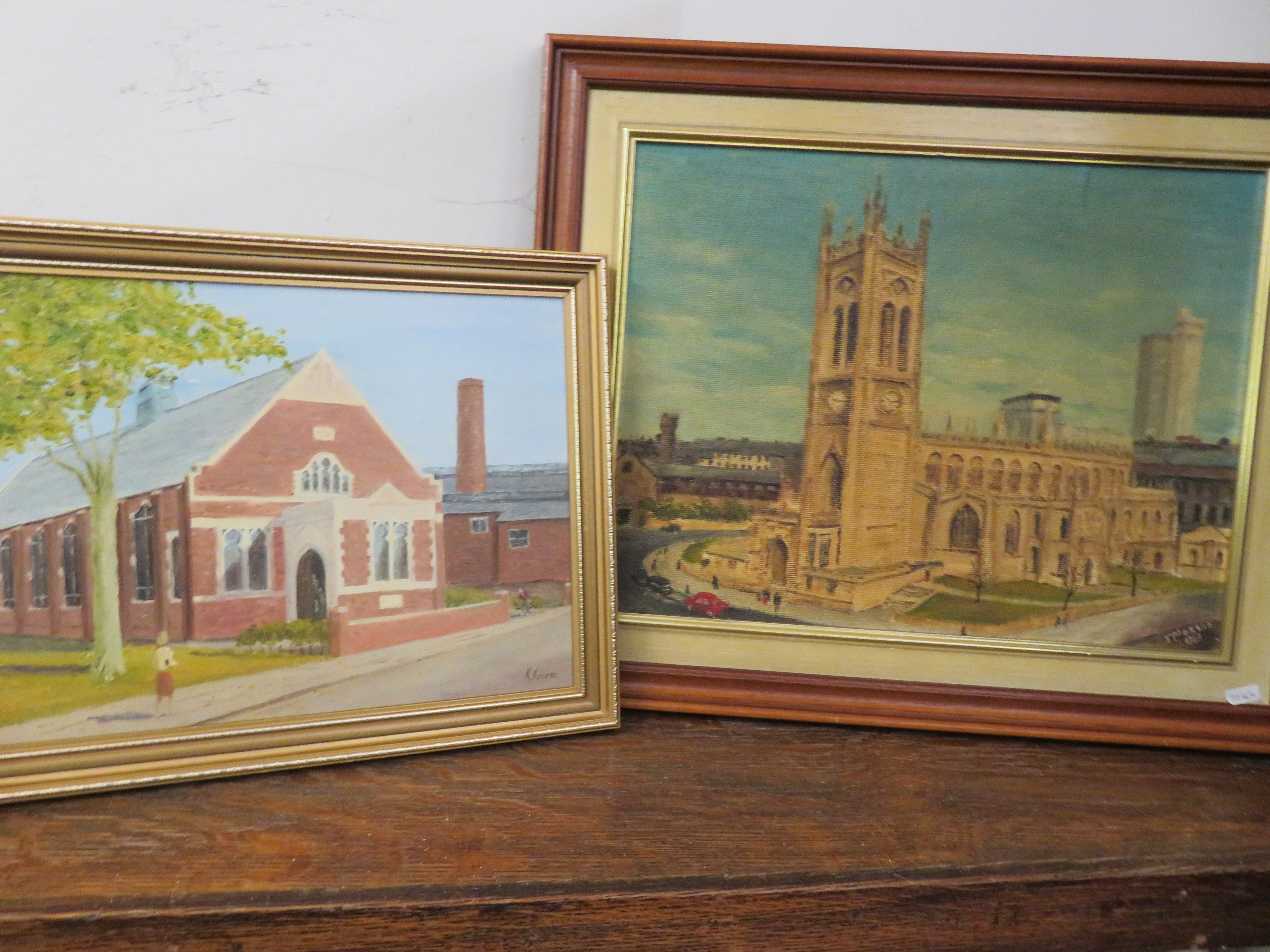 2 x Framed paintings of churches