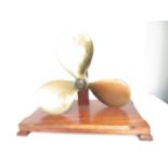 Bronze Propeller on a mahogany base - 43 cm wide