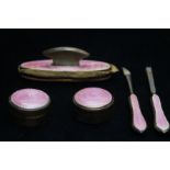 Silver & pink enamel manicure set