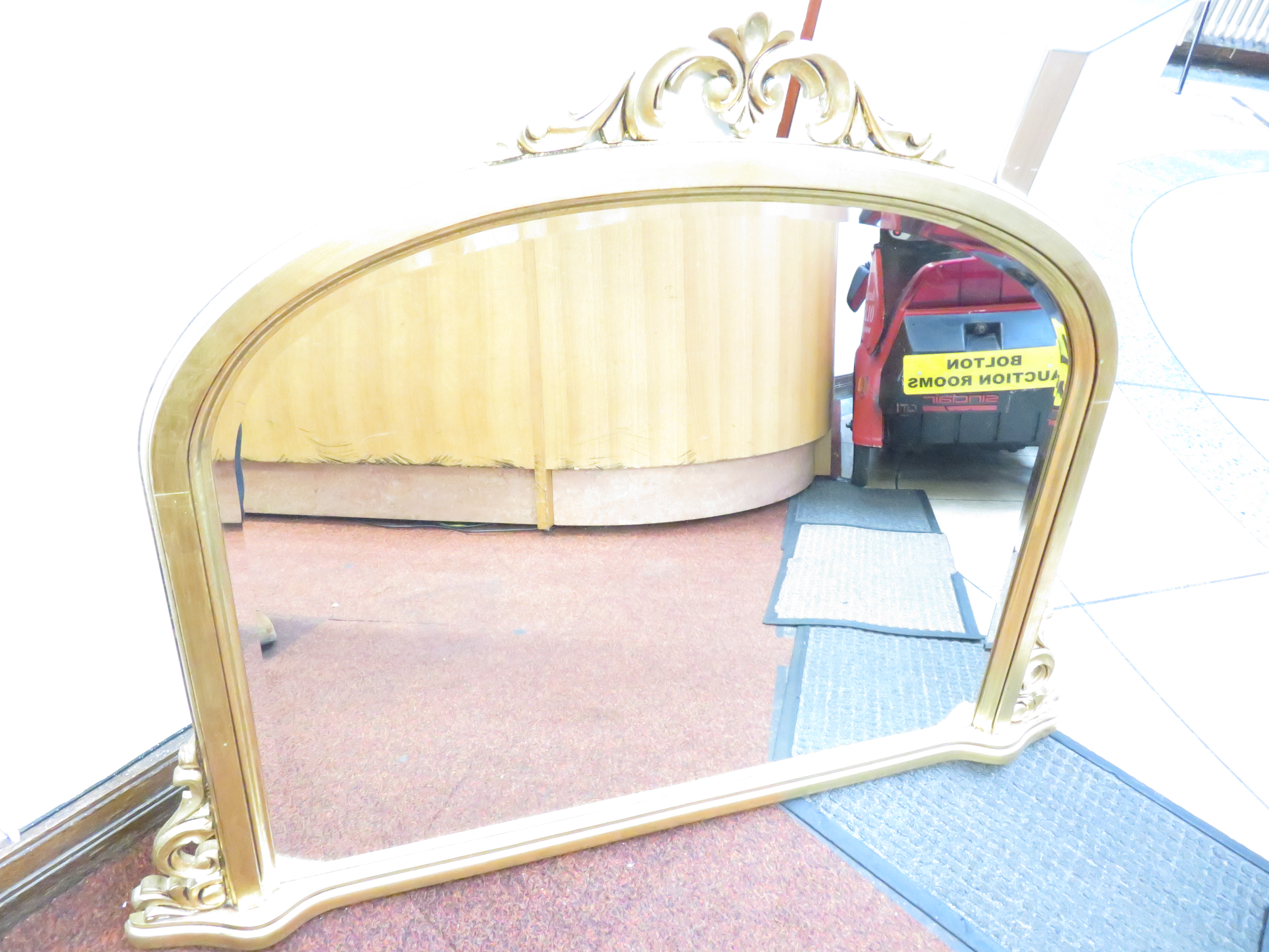 Large Gilt Frame over Mantle Bevelled Mirror