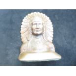 Bronze Indian Chief Bust - 16cm