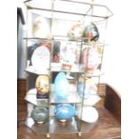 A Collection of Novelty Eggs in Display Case