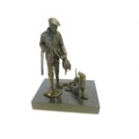 Bronze Huntsman & Hound on marble base16cm