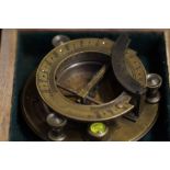 Boxed Brass Sundial Compass J.H. Steward