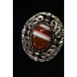 Silver Scottish Brooch with Hard Stone