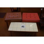 2x retro foot stools and a retro tile top coffee t
