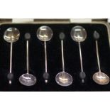 Set of 6 silver cased Coffee Bean Spoons