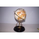 World Globe on Wooden Base with Compass 31cm