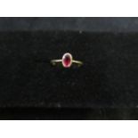 9ct Gold Ring set with Central Ruby Size M