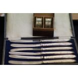 Set of 6 silver cased Silver Knives together with