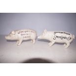 2 Cast Butchers Pigs 26cm wide