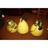 3x industrial lamp shades