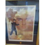 A Large Framed Print Elvis Priestley with COA