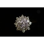 9ct Gold Cluster Ring Set with White Stones Size