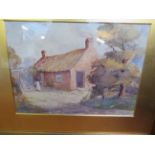 Framed Water Colour Farm House Scene Signed H Heal