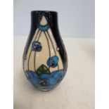 Moorcroft Red Rose blue vase 13cm