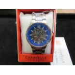 Gents Caravelle skeleton wristwatch boxed as new