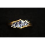 9ct gold diamond and tanzanite ring. Size Q