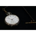 Silver cased, open faced pocket watch with sub sec
