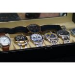 Collection of 7 cased fashion watches