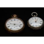 Open faced pocket watch together with a silver cas