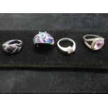 4 silver assorted dress rings