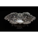 Pierced silver dish with London hallmark. 15cm