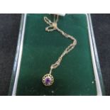 9ct Gold Amethyst Pendant and Chain