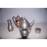 Hammered pewter service