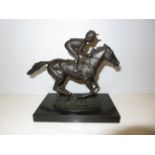 Bronze Model Jockey Titled Champion Finish by Davi