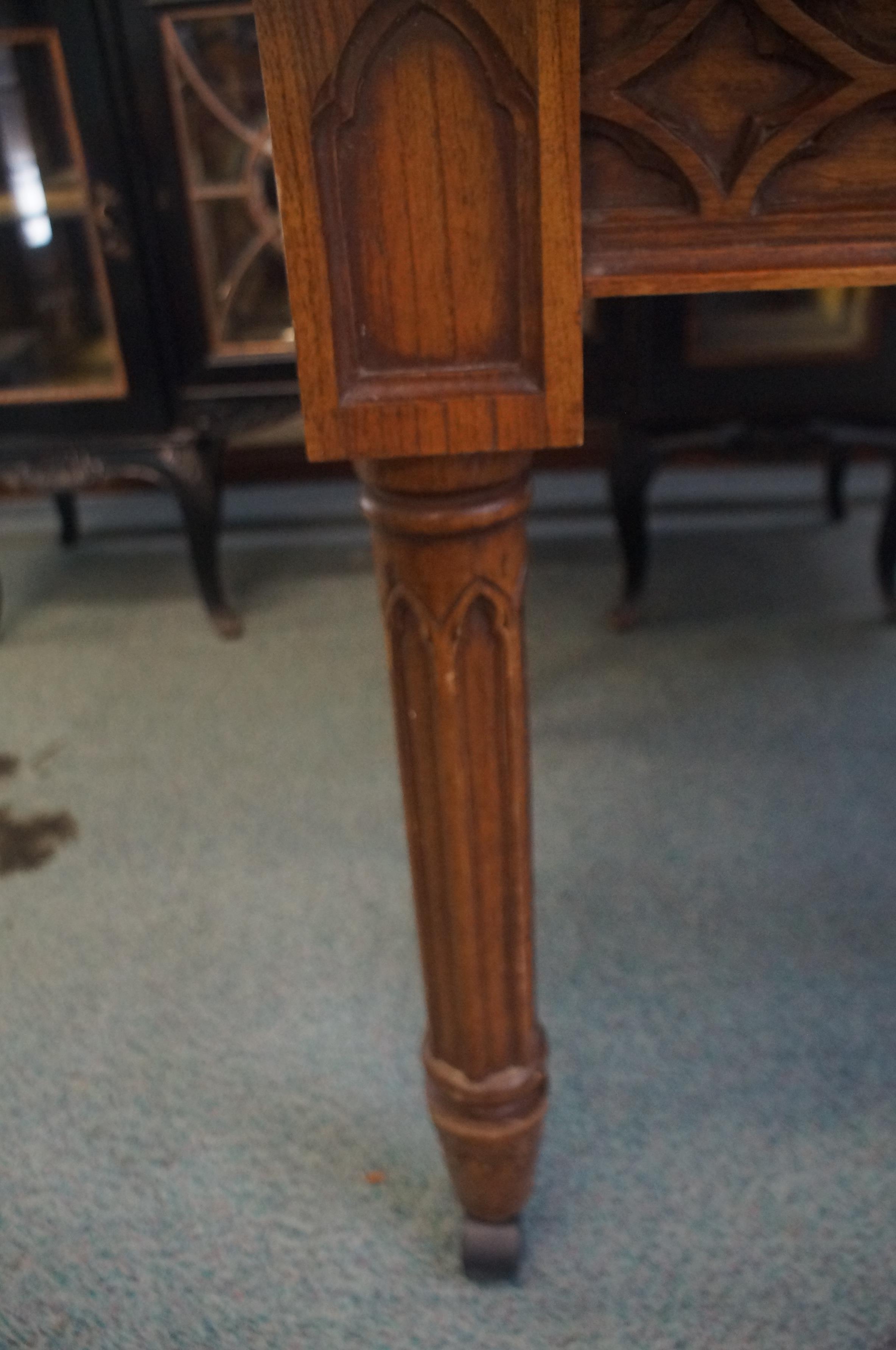 Early 20th century oak gothic campaign table - 85x - Image 3 of 3