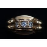 9ct Gold ring set with 3 white stones. Total weigh