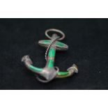 Large white metal anchor brooch