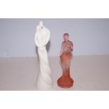 2 Morden figures, 1 glass