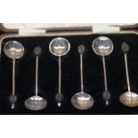 Set of 6 silver cased Coffee Bean Spoons