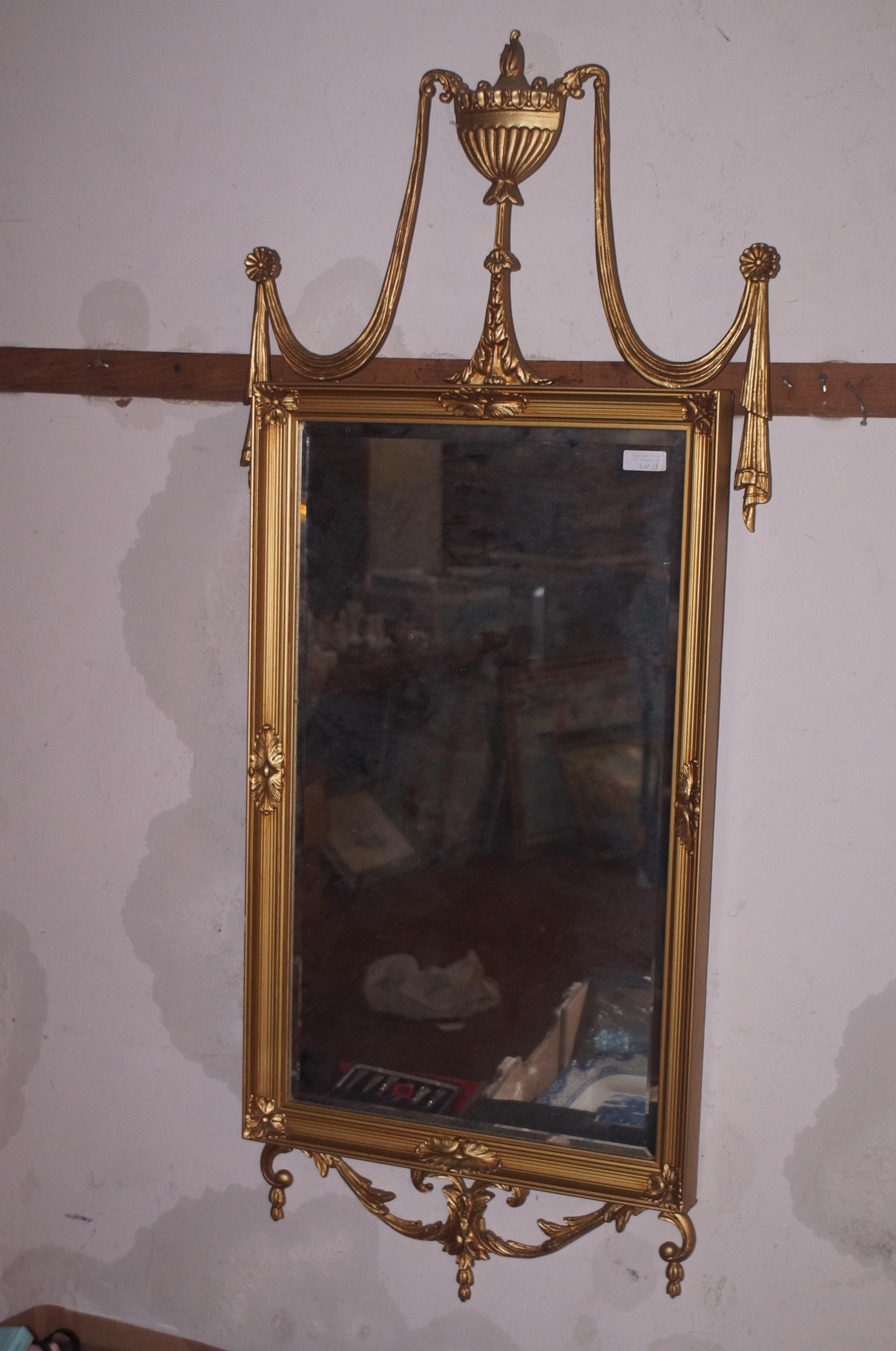 Wood and metal bevelled mirror 107cm