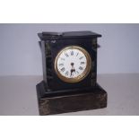 Belgian slate mantle clock with marble 22cm