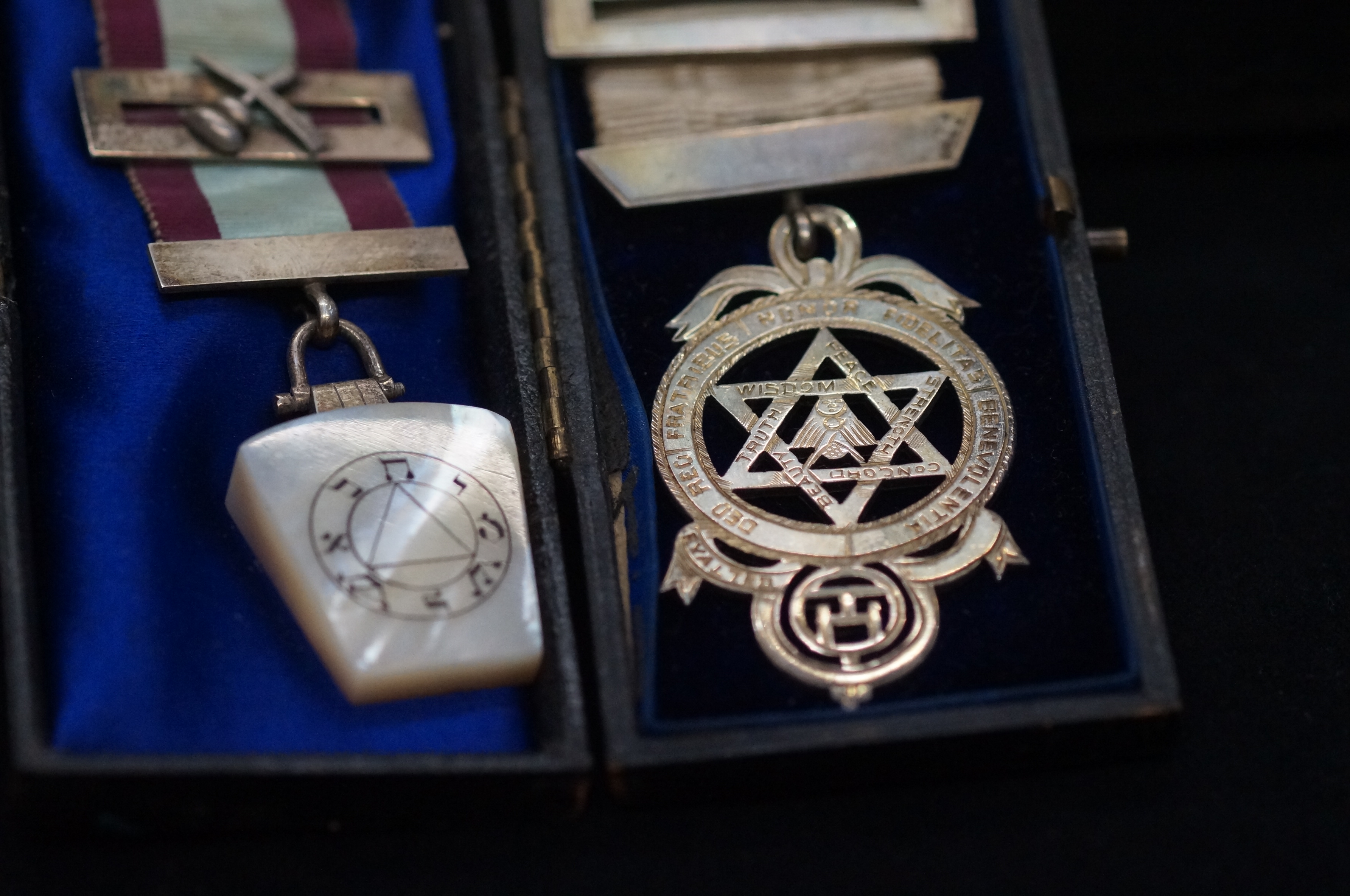 2 Silver Masonic medals boxed