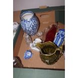 Box of glass and ceramics to include WH Goss - Co
